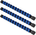 ALOANES 3 PC ABS Socket Organizer, 1/2 inch, Drive Socket Rail Holders, Heavy Duty Socket Racks, Black Rails with Blue Clips