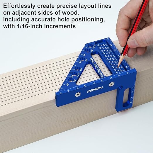 3D Multi-Angle Aluminum Alloy Woodworking Square Ruler, 22.5-90 Degree Protractor, High Precision Miter Triangle Ruler for Engineers, Carpenters, and Craftsmen