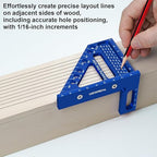 3D Multi-Angle Aluminum Alloy Woodworking Square Ruler, 22.5-90 Degree Protractor, High Precision Miter Triangle Ruler for Engineers, Carpenters, and Craftsmen
