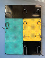 Metal Pegboard 12-Inch Tall x 16-Inch Wide Heavy Duty Wall Organizer for Home Garage Tool Storage 4pcs Yellow