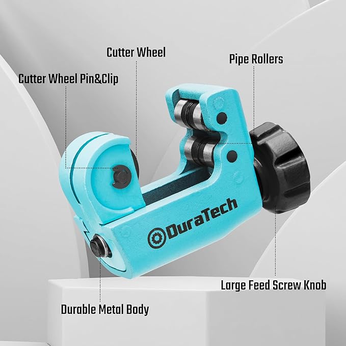 DURATECH Mini Tubing Cutter, for Outer Diameter: 1/8"-3/4"(3-19MM), Copper, Aluminum, Brass And Plastic Tubing Compact Cutter, Replacement Wheel Included