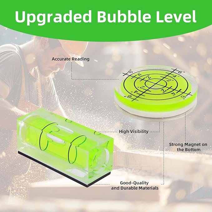 9pcs Small Bubble Spirit Level, Square & Round Circular Bubble Level Mini Magnetic Spirit Leveler Measure Tool for Leveling Phonograph Turntable Camera Tripod Drill