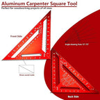 Carpenter Square 12 Inch &7 Inch,Aluminum Rafter Square Carpenter for Woodworking,Sturdy Angle Drawing Measuring Ruler,Layout Tool Alloy Triangle Ruler Protractor for Carpentry,Red