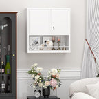 Metal White Cabinet Wall Mounted, Small Wall Storage Cabinets with 2 Door Adjustable Shelves, Bathroom Metal Wall Cabinet Over Toilet for Laundry Room Kitchen, Garage