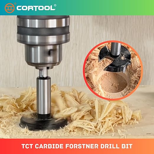 1-3/4 Inch Forstner Drill Bit, Triple-Flute Carbide Tipped Forstner Bit for Hard Wood, Soft Wood, Veneered Plywood, Plastic, Drilling Hole Saw Woodworking Hinge Cutter Tool (1-3/4 Inch)
