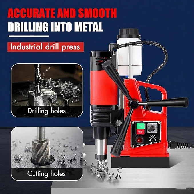 Magnetic Drill Press 1400W， 2" Boring Diameter, 810 RPM Heavy Duty Corded Mag Drill with 6pcs Cutters, Safety Kit & Case for Steel Plate, Iron Work