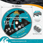 12 Inch 100 Teeth Aluminum and Non-Ferrous Metal Cutting Circular Saw Blade with 1 Inch Arbor, TCG Saw Blade for Thin Aluminum and Plastic