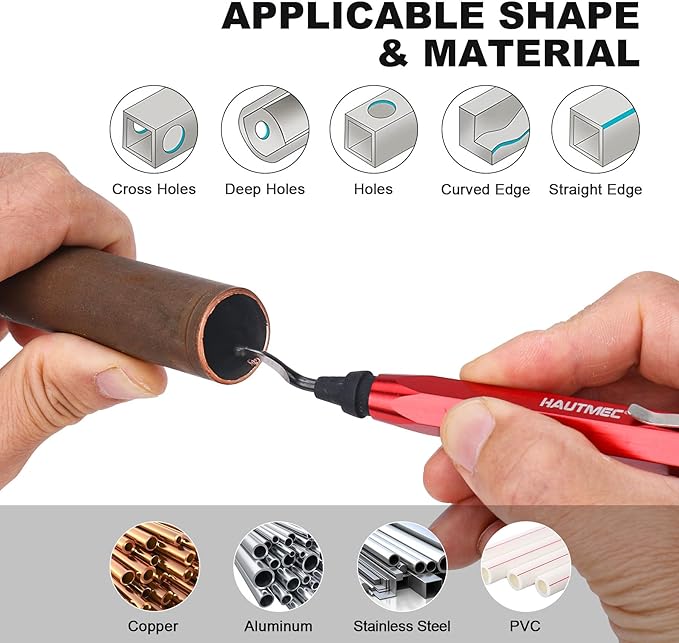 HAUTMEC Copper Tubing Cutter Set 3 PCS Copper Pipe Cutter Tool, In Portable Storage Case, Includes 1/2 in., 3/4 in., and 1 in. Cutters, Reaming Pen, 3 Spare Cutting Wheels, 1 Spare Deburring Blade