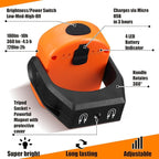 Retisee 3 Pcs 720 Lumens Magnetic Work Light USB Rechargeable LED Flashlight Portable Inspection Light for Car Repair Emergency Lighting Mechanics Workshop (Orange)