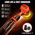 Cordless Sander, 3" Palm Sander with 2Pcs 16.8V 3.0Ah Batteries, 3500RPM Mini Polisher, 30 Accessories Sander Tool for Sanding/Polishing/Waxing/Cleaning