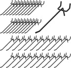 40Pcs 6" /150mm Stainless Steel Pegboard Display Hooks Bulk Set, Black Garage Organization Peg Wall Hook Metal Slatwall Panel Hook Fit 1/8 and 1/4 Inch Pegboard for Retail