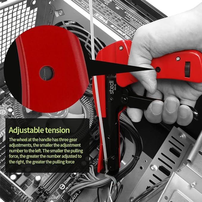 stedi Cable Tie Gun, Ergonomic Hand Operated Zip Tie Gun [Premium], Sharp and Wear Resistant, Cable Wire Fastening and Cut-Off Tie Tool, Special for Cut Plastic Nylon Ties, Red, 6.3 Inches Length