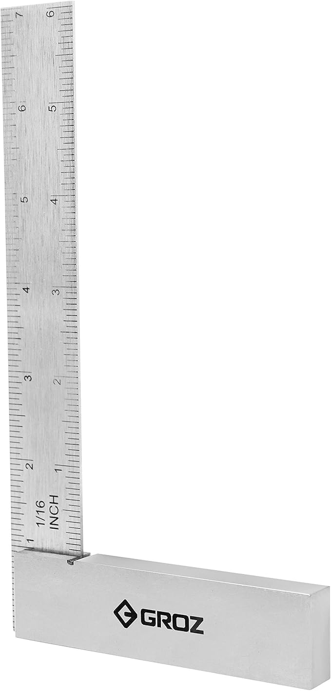 Groz 01143 6" Graduated Workshop Steel Square, 0.00028" Squareness
