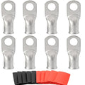 000 Gauge Tinned Copper Cable Lugs 8 PCS 3/0 AWG-1/2(M12) Ring Terminal Heavy Duty Wire Lugs Battery Lugs, 8 PCS 3/0 Guage terminals Battery Cable Ends Connectors with 8 PCS 3:1 Heat Shrink Tube