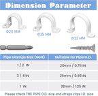 40 Set PVC conduit pipe strap clamps Φ20 MM - SCH 1/2 IN,Two Hole plastic pipe clips