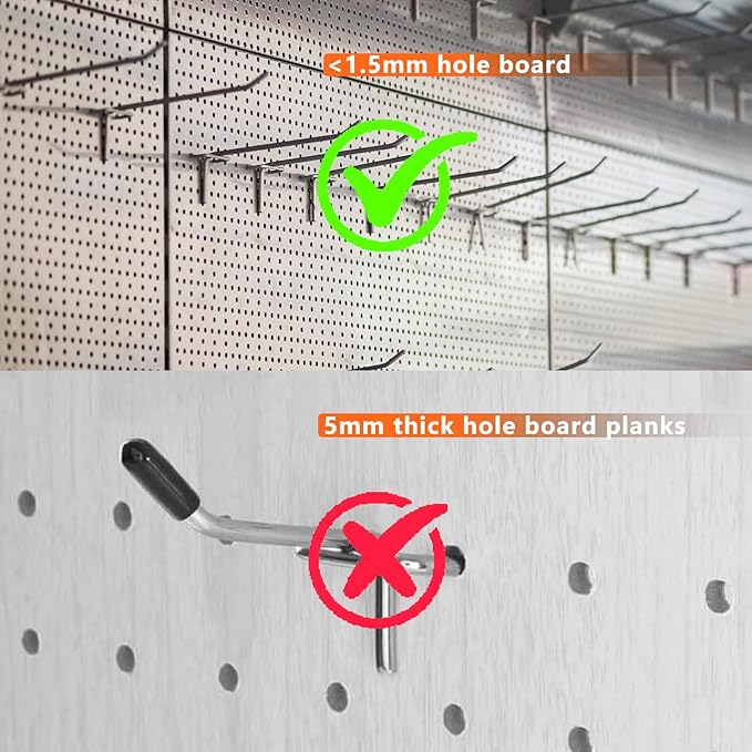 60Pcs Pegboard Hooks,2/4/6 inch Peg Board Hooks for Hanging.These Durable pegs fit 1/4" pegboard,Ideal peg Board Organizer Accessories for Tools,Kitchens,or Stores 1“ Hole Pitch