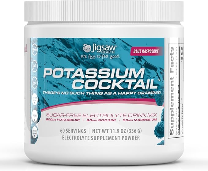 Jigsaw Health Potassium Cocktail | Formerly Pickleball Cocktail | Blue Raspberry Flavor | 60 Servings (Jar)