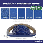 1" x 30" Zirconia Knife Sharpening Sanding Belts for Metal, 1 x 30 Inch Zirconia Metal Grinding Sand Paper, 15 PCS 3 Each of 40/60/80/120/150 Assorted Grits