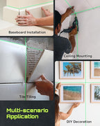 4x360° Self-Leveling Laser Level, 16 Lines Green Cross Line Laser, for Construction Projects and Home Decoration, with 2 Rechargeable Li-Ion Batteries and Magnetic Bracket, LG-4Ds