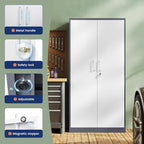 Yizosh Metal Storage Cabinet with 2 Locking Doors and 5 Adjustable Shelves, 72" Garage Storage Cabinet Steel Lockable for Office,Home,Garage