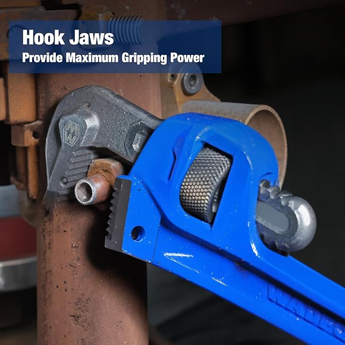 Drop Forged 2 Piece (12", 18 ") Pipe Wrench Set: Heavy Duty Hand Tools with Adjustable Plumbing Wrench, Exceed GGG standard