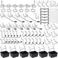 Pegboard Hooks Assortment, for Organizing Various Tools, with Pegboard Bins, 107 PCS, 48 of Which are Locks