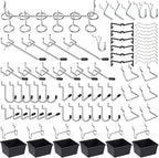 Pegboard Hooks Assortment, for Organizing Various Tools, with Pegboard Bins, 107 PCS, 48 of Which are Locks