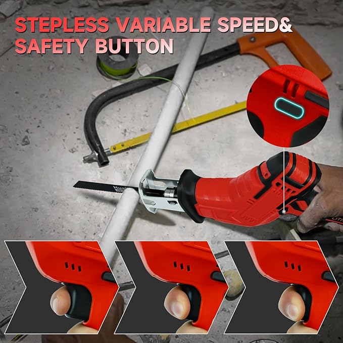 Cordless Reciprocating Saw for Milwaukee M18B Battery, Brushless Sawzall Tool-Free Blade Change with 4 Saw Blade,0-3000 SPM Variable Speed for Wood/Metal/PVC Cutting