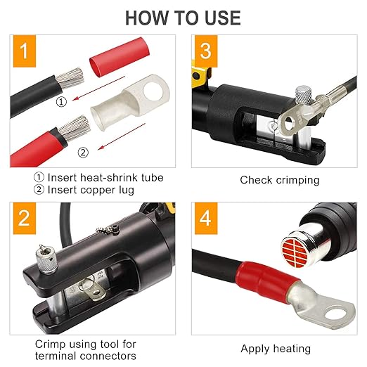 0 Gauge Tinned Copper Lugs 10 PCS 1/0 AWG - 5/16'' Cable Lugs Wire Lugs UL Listed 0 AWG Wire Lugs Battery Cable Ends 10 PCS Heavy Duty Closed End Crimp Copper Lugs with 10 PCS 3:1 Heat Shrink Tubing