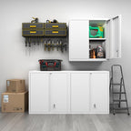 GREATMEET Locking Metal Wall Cabinet, Metal Wall Cabinets for Garage, Wall Mount Cabinet with Lock, Upper Cabinets Wall Mounted, Hanging Utility Cabinet with Adjustable Shelf