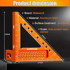 Carpenter Square, 4 inch Aluminum Carpenter Square Tool, Draw Angle Measuring Ruler Tool for Woodworking, Rafter Square Orange