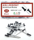 130pcs Black 5/32" x 1/2" Aluminum Blind Rivets, 4 x 12.7mm Pop Rivets,Aluminum Grip and Steel Mandrel