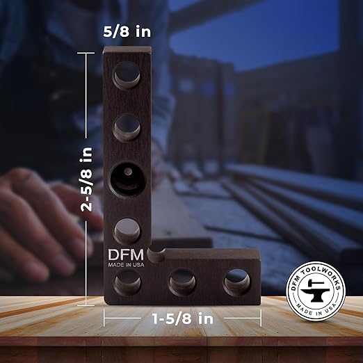 Small Square and Center Finder - Made in USA Versatile Woodworking Tool with 11/32" Center Marking Hole for Larger Pencils, Carpenter Tool for Accurate Line Transfers (Black)