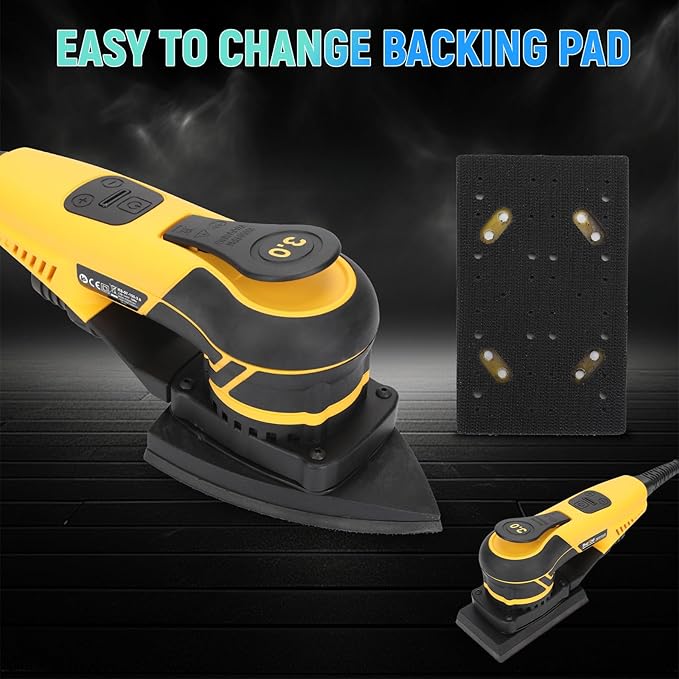 350W 3A Electric Delta Random Orbital Sander Mouse Sander with Pluggable Wire, Sanders for Woodworking, Primary Wood and Panel Processing,3MM