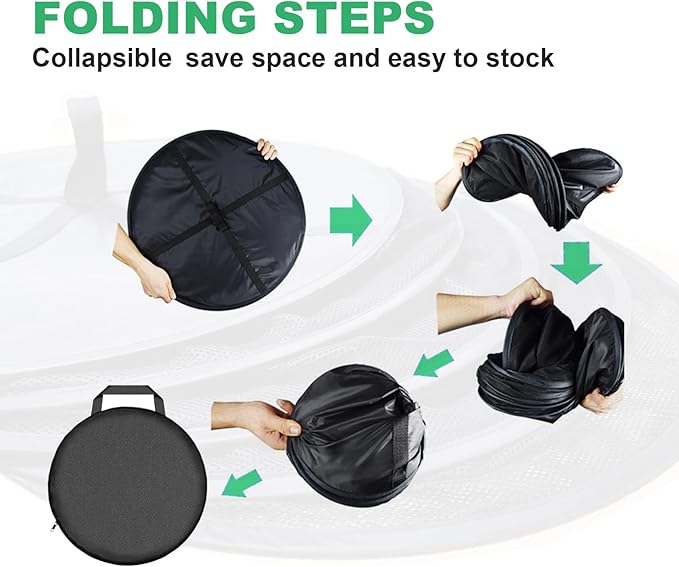 1.5ft Herb Drying Rack Net Mesh with Green Zippers Hydroponics, Bonus Hook Drying Rack for Plant Bud Seed, Mesh Hanging Plant Dry, Herb Dry Net for Garden (4 Layers, Green Zipper)