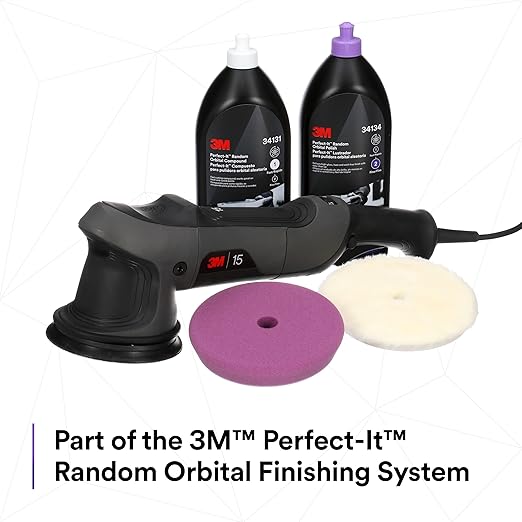 3M Perfect-It Random Orbital Medium Wool Compounding Pad, 6"/150 mm, White, 34125, Orbital Pads for Automotive Compounding and Polishing