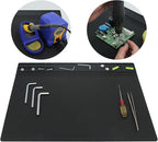 Handook Soldering Mat Silicone Repair Mat Heat Resistant 932°F Workbench Mat for Cellphone, Computer, PCB board Electronic Repair Mat for Soldering Station Iron Gun with Size 16 x 12 Inch (Black）