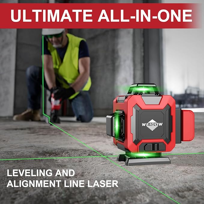 Laser Level 360 Self Leveling with Tripod,WEIDDW 4D Lazer Level,4x360° Cross Line Laser for Construction Project Renovation,Floor Tile, Laser Level Lines Tool