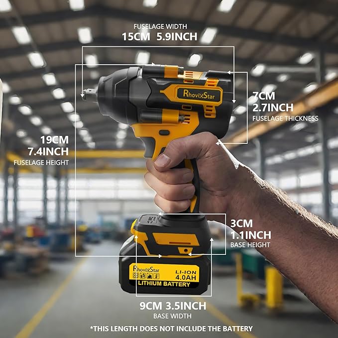 Rhovixster 1/2 Impact Gun, Cordless Impact Wrench Set, 1/2 Torque Impact, Brushless Motor High Torque Impact Guns with Battery and Charger