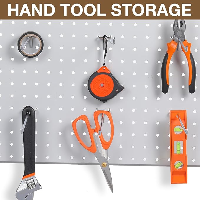 Funrous 100 Pack Peg Board Hooks Stainless Steel Pegboard Hooks Shelving Display Hanging Peg Board Holders for 1/8 and 1/4 Garage Storage Tools Organizer(12 inch)