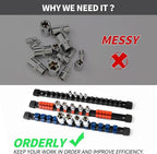 Socket Organizer Drive ABS Tools - Black Socket Holder, Premium Quality 12 Pieces Socket Holders Kit 1/4-Inch x 64 Clips, 3/8-Inch x 60 Clips, 1/2-Inch x 48 Clips（12PC,Black)