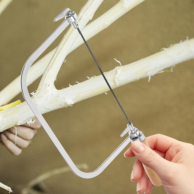 1 Set Woodworking Coping Saw U-Shaped Saw Mini Hand Coping Frame Small Carving Japanese Hand for Wood Board Plastic and Metal Cutting (With 4Pcs Replacement Blades)