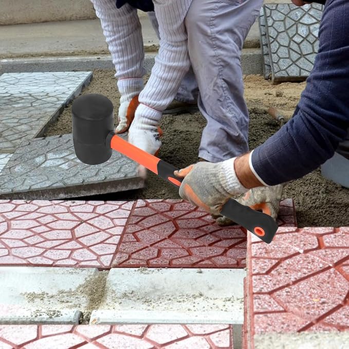  4 PCS 27 OZ Rubber Mallet, Rubber Hammer Head, Rubber Mallet Set With Black-Orange Fiberglass Handle Perfect For Wood, Metal, Plastic, Glass, And Ceramics. By GENHAKON