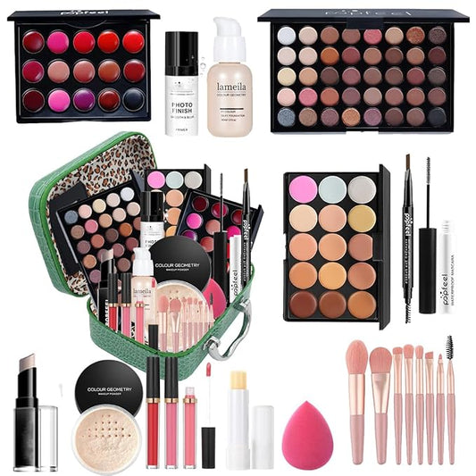 Makeup Kit For Wonmen Full Kit Eyeshadow Eyeliner lipgloss, Lipstick Makeup brushes Mascara Eyebrow pencil Concealer Face Powder Primer make up Set For Girls Beginners-VeraVaultWomen