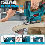 Cordless Jig Saw, 20V Electric Jigsaw with 2 Batteries and 35Pcs Cutting Blades, 3000 SPM Adjustable Speed, ±45° Bevel, Jigsaw Tool Kit for Straight, Curve, Bevel, Circle Cutting