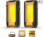 WARSUN 2 PC LED Rechargeable Work Light, Magnetic COB Portable Worklights, 40w 1500 Lumens, Metal Hanging Hook 3 Lighting Modes, Job Site Lighting for Car Repairing, Camping,Hunting Repairing,Yellow
