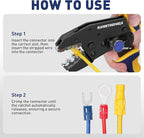 haisstronica Quick Change Jaws Crimping Tool for Insulated Nylon Wire Connectors AWG 22-10 Ratcheting Wire Crimper & Terminals - H5