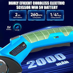 Cordless Electric Scissors, 5V Rechargeable Cardboard Box Cutter Heavy Duty Rotary Tool with Safety Lock & LED Light for Cardboard, Fabric, Box (Blue)