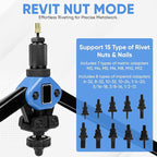 Dual Function Hand Rivet Gun with Rugged Carrying Case – Heavy Duty Single Hand Riveter with 400+ pcs Rivet Nuts, 15 Mandrels, 5 Rivet Nozzles, Blind Rivets for Plastic, Wood, Metal, Leather