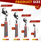 Self-Adjusting Pipe Wrench, 6", 8", 10", 12" Pipe Vise, Multifunctional Self-Locking, 3 Sides Teeth, Universal Adjustable, Plumbers Wrench